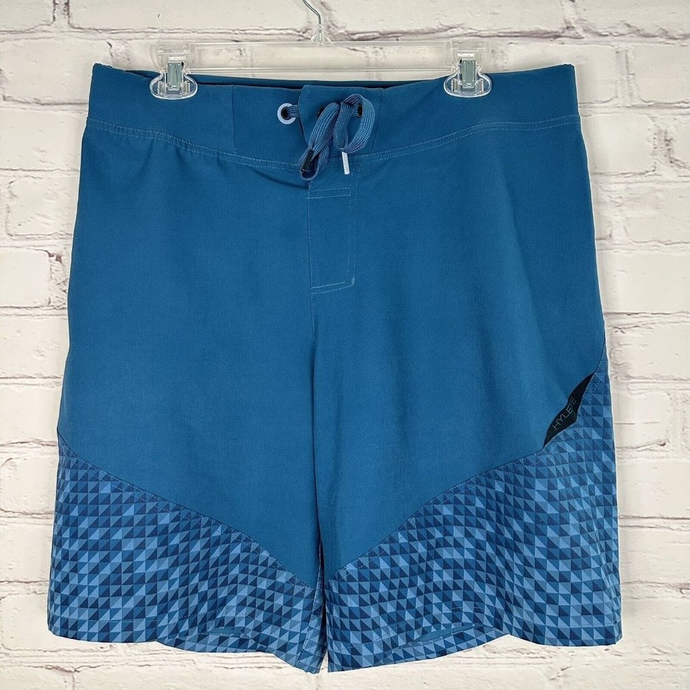 Hylete Men’s Large Above Knee Training Shorts Blue 34” Waist 10” Inseam Stretch